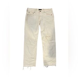 CHIMALA Vintage Japanese Straight-Leg Distressed Denim Ivory Size 26 BNWOT